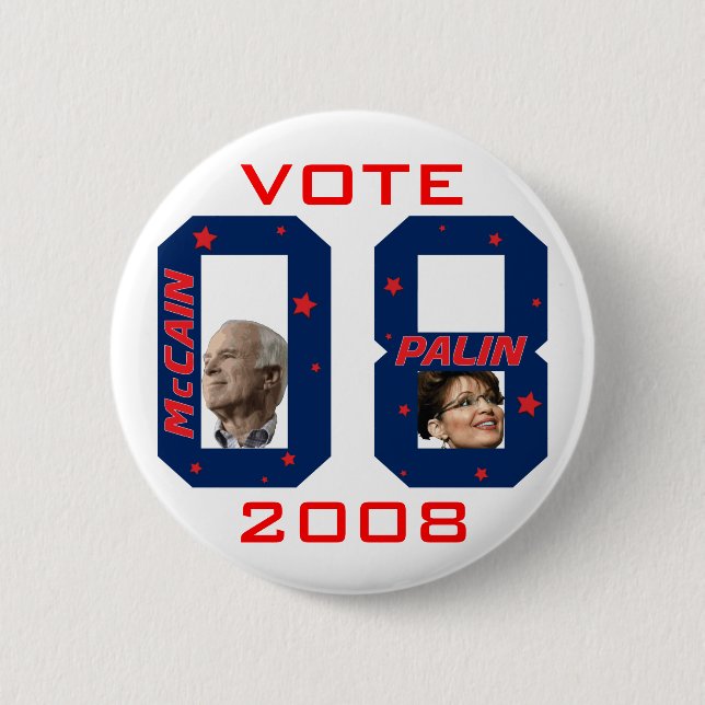 McCain Palin VOTE 2008 2 Inch Round Button (Front)