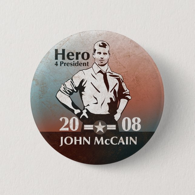 McCain Vintage Style, Hero. 2 Inch Round Button (Front)
