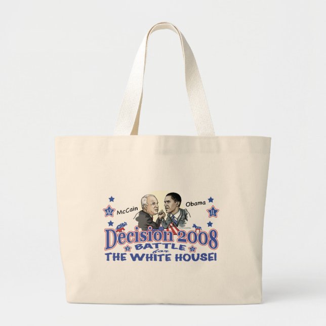 McCain vs Obama 2008 Large Tote Bag (Front)