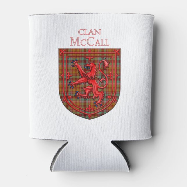 McCall Tartan Scottish Plaid Lion Rampant Can Cooler (Front)