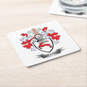 McCarthy Coat of Arms Square Paper Coaster