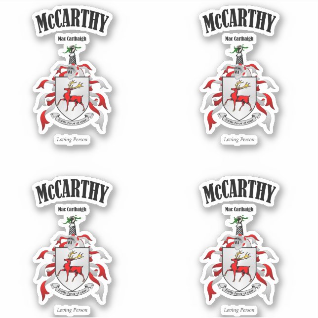 McCarthy Crest Irish Translation & Meaning (x4) (Front)