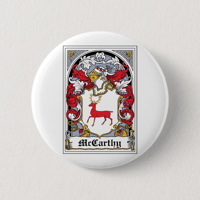 McCarthy Family Crest 2 Inch Round Button (Front)