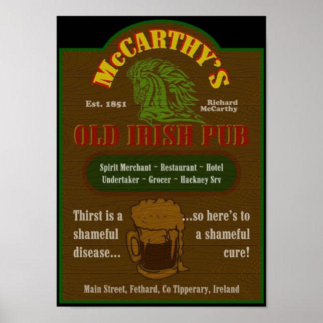McCarthy Pub Sign Poster $25.00 (Front)