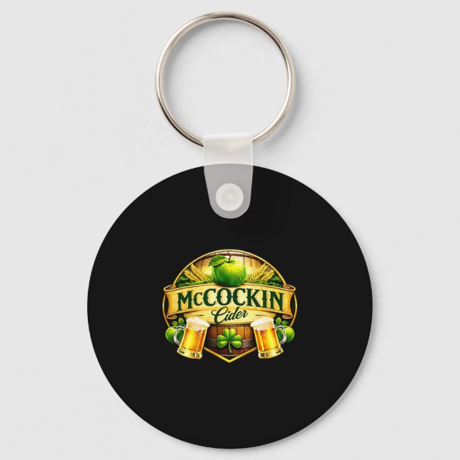 Mccockin cider mccain funny st patrick’s day humou keychain (Front)