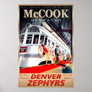 McCook Nebraska Denver Zephyrs Burlington Route Poster
