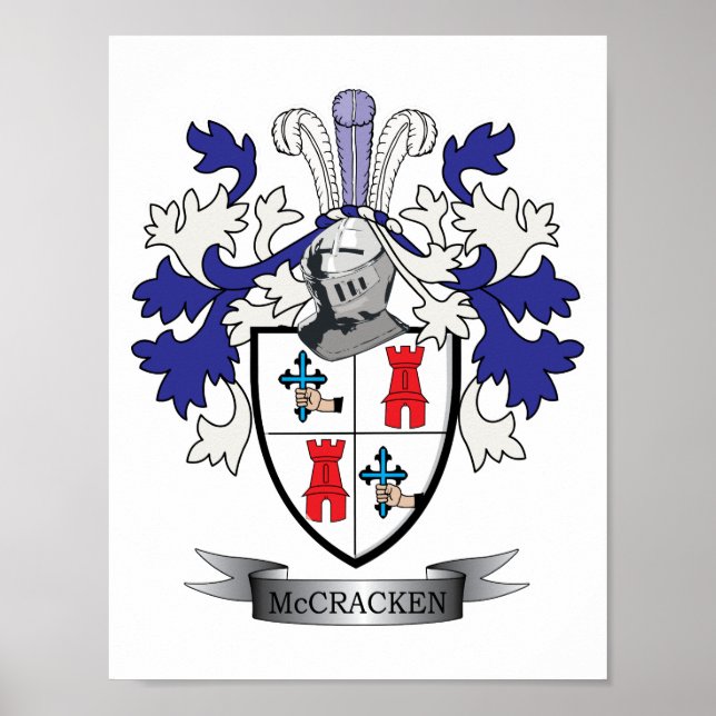 McCracken Family Crest Coat of Arms Poster (Front)