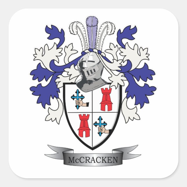 McCracken Family Crest Coat of Arms Square Sticker (Front)