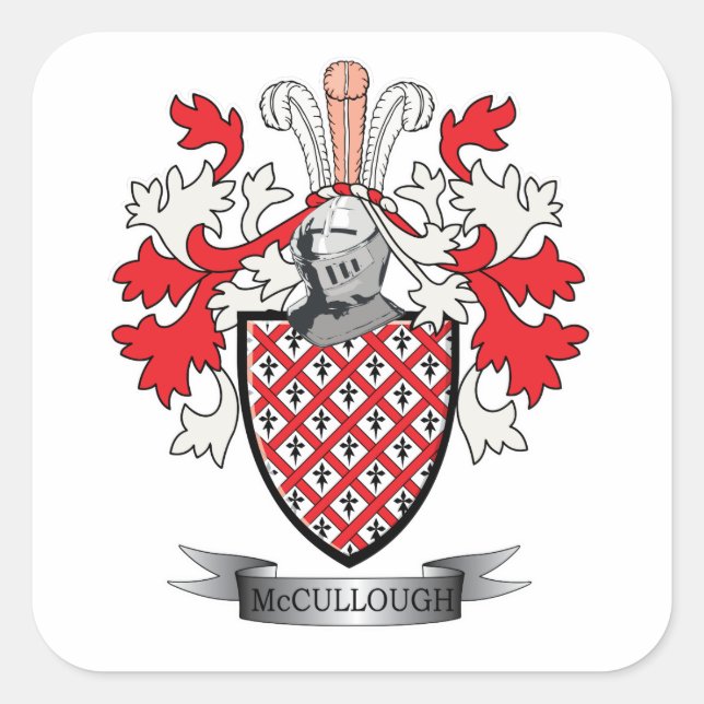 McCullough Family Crest Coat of Arms Square Sticker (Front)
