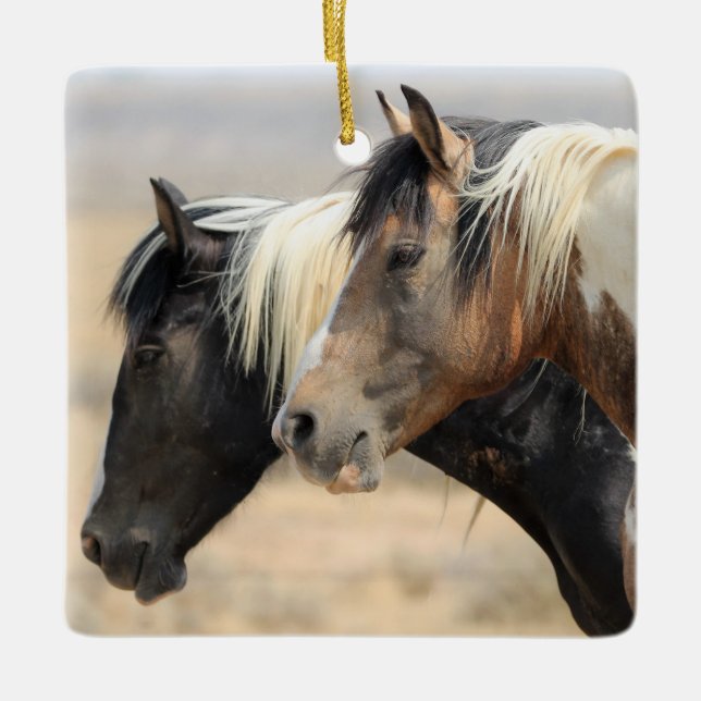 McCullough Peaks Traveller Wild Horse Ceramic Orna Ceramic Ornament (Front)