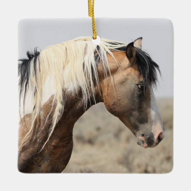 McCullough Peaks Traveller Wild Horse Ceramic Orna Ceramic Ornament (Front)