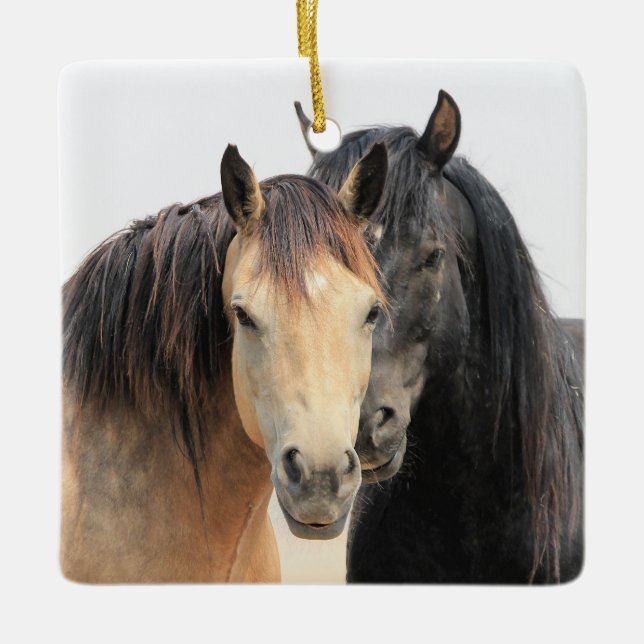 McCullough Peaks Wild Horses Ceramic Ornament (Front)