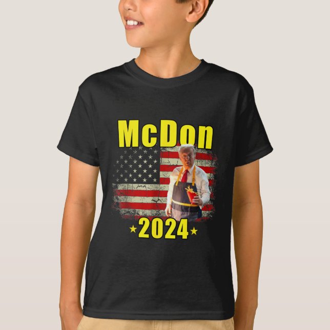 Mcdon 2024 Funny Donald Trump French Fry Cooking F T-Shirt (Front)