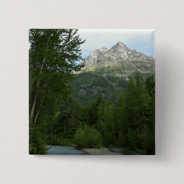 McDonald Creek at Glacier National Park 2 Inch Square Button (Front)