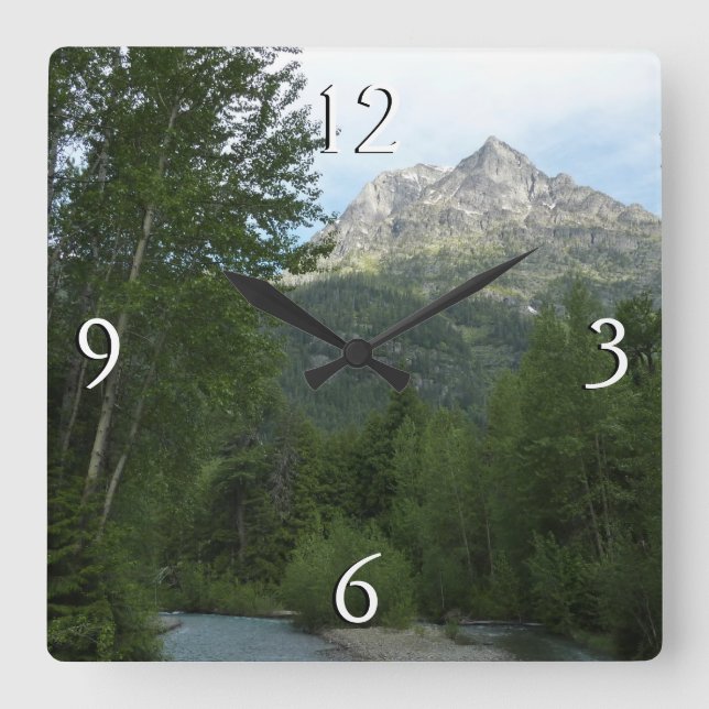 McDonald Creek at Glacier National Park Square Wall Clock (Front)