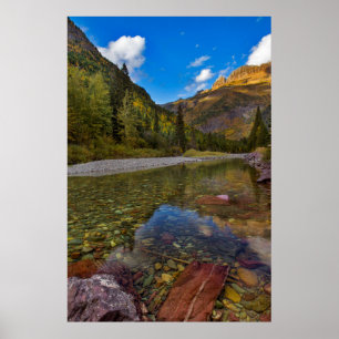 McDonald Creek in autumn with Garden Wall Poster