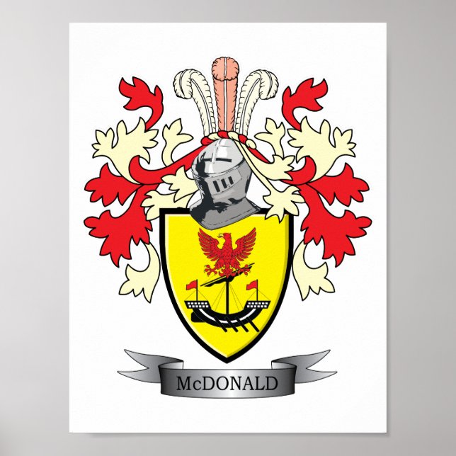 McDonald Family Crest Coat of Arms Poster (Front)