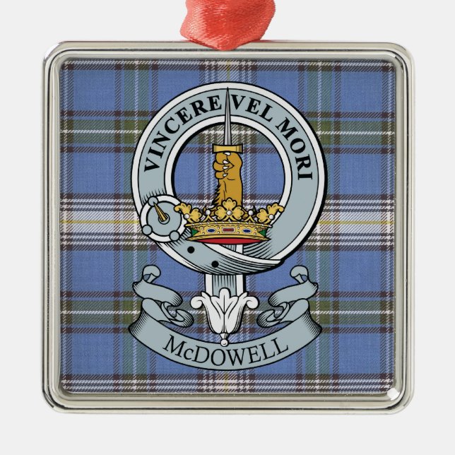 McDowell Crest + Tartan Premium Ornament (Front)