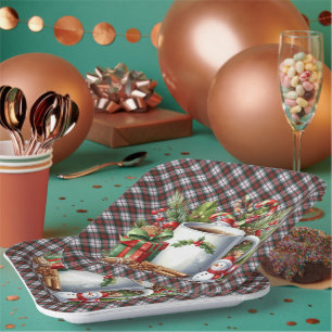 McDuff Dress Modern Scottish Tartan Christmas Paper Plate