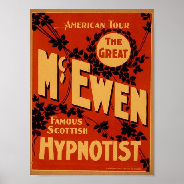 McEwen, 'Hypnotist' Vintage Theatre Poster (Front)