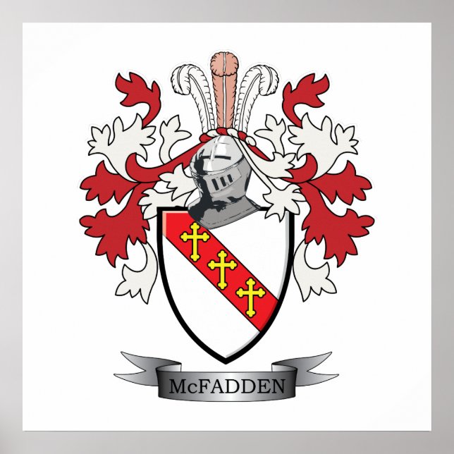 McFadden Family Crest Coat of Arms Poster (Front)