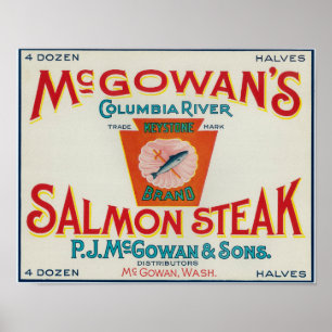 McGowan, Washington - Keystone Salmon Case Label Poster
