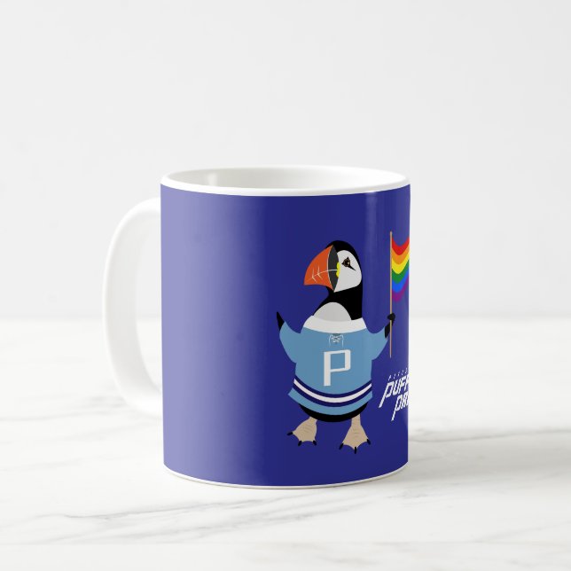 McGuffin Puffin Pride Coffee Mug (Front Left)