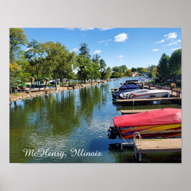 McHenry, Illinois River Walkway on the Fox River  Poster (Front)