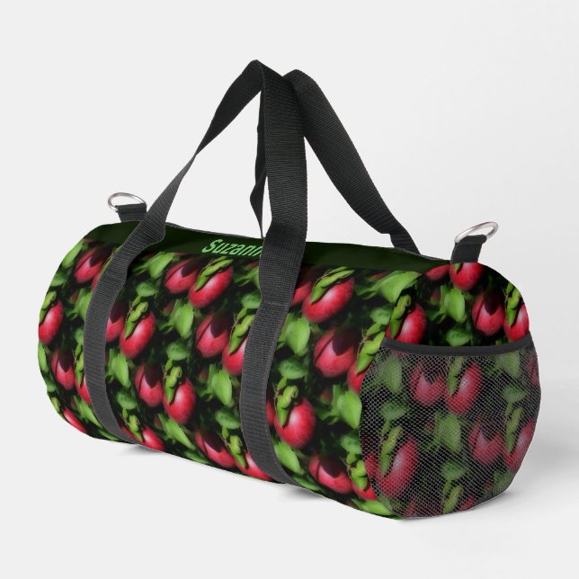 McIntosh Apples Nature Pattern Personalized Duffle Bag (Right Corner)