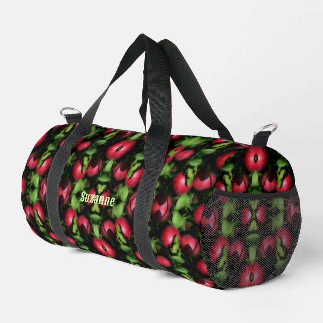 McIntosh Apples On The Tree Abstract Personalized Duffle Bag (Right Corner)