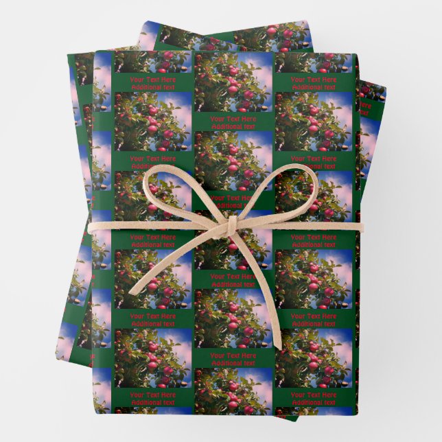McIntosh Apples On Tree Nature Personalized Wrapping Paper Sheet (In situ)