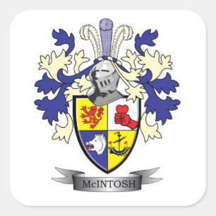 McIntosh Family Crest Coat of Arms Square Sticker