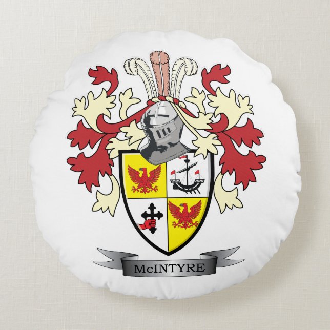 McIntyre Family Crest Coat of Arms Round Pillow (Front)