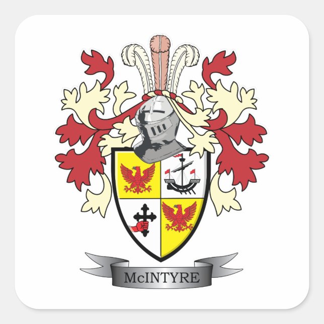 McIntyre Family Crest Coat of Arms Square Sticker (Front)