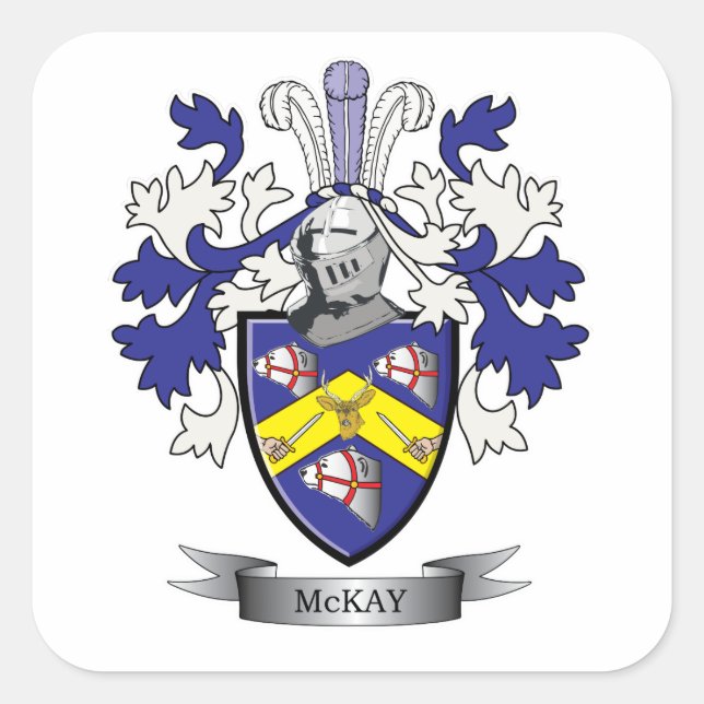 McKay Family Crest Coat of Arms Square Sticker (Front)