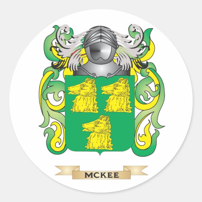 McKee Coat of Arms (Family Crest) Classic Round Sticker (Front)