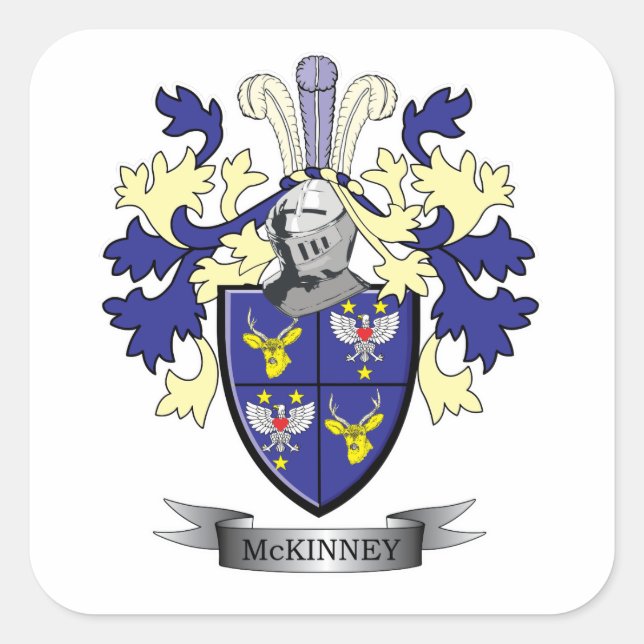 McKinney Family Crest Coat of Arms Square Sticker (Front)