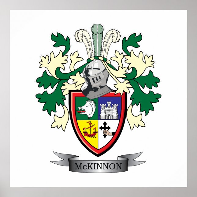 McKinnon Family Crest Coat of Arms Poster (Front)