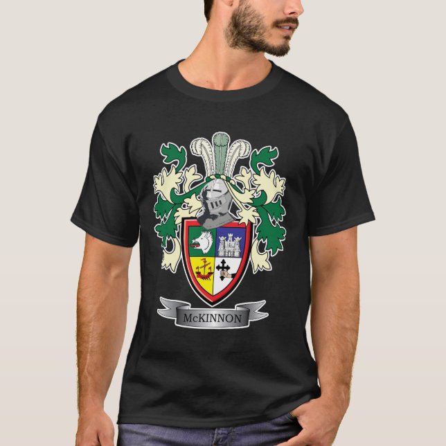 McKinnon Family Crest Coat of Arms T-Shirt (Front)