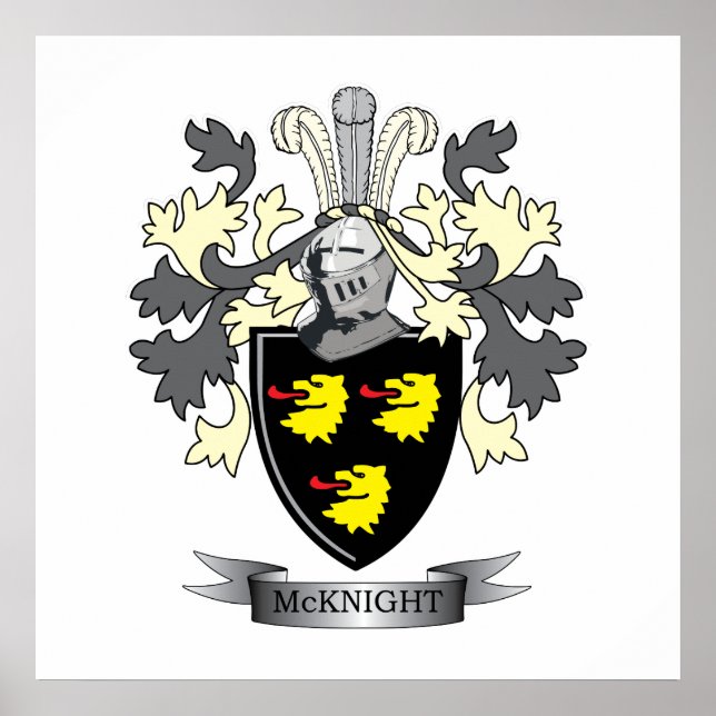 McKnight Family Crest Coat of Arms Poster (Front)