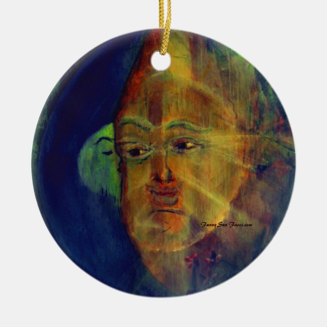 MClairArt's Funny Sun Faces Holiday Ornament (Front)
