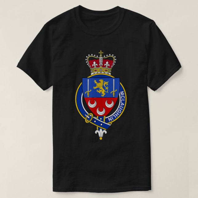 McLaughlin Coat of Arms  Family Crest  T-Shirt (Design Front)