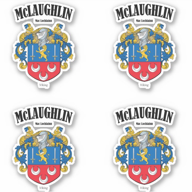 McLaughlin Crest Irish Translation & Meaning (x4) (Front)