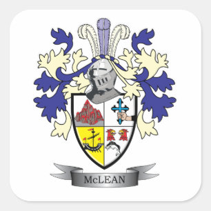 McLean Family Crest Coat of Arms TITLE Square Sticker
