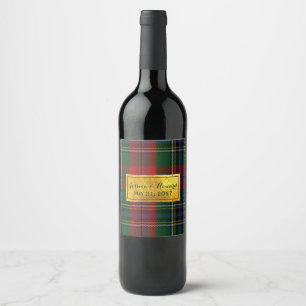 McLean Tartan Plaid Mariage Étiquette à vin