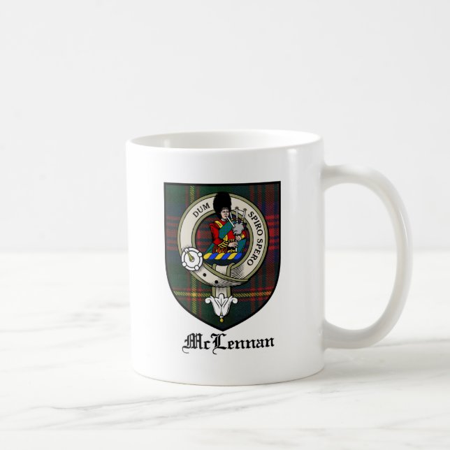 McLennan Clan Crest Badge Tartan Coffee Mug (Right)