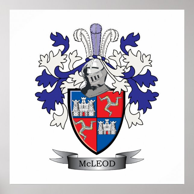 McLeod Family Crest Coat of Arms Poster (Front)