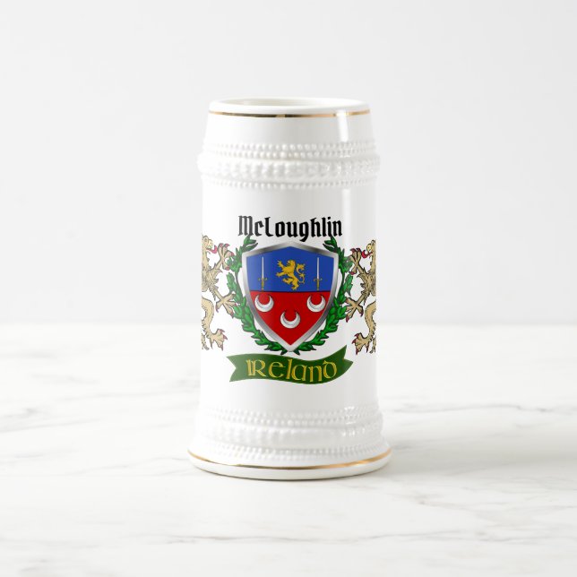 McLoughlin/Loughlin Irish Shield Beer Stein (Center)