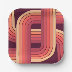 MCM 1970s Retro Style Geometric Design Paper Plate