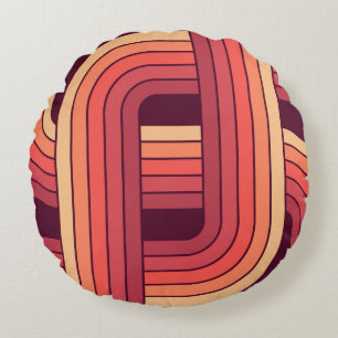MCM 1970s Retro Style Geometric Design Round Pillow